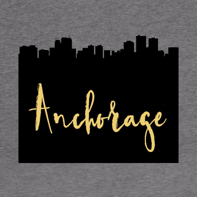 ANCHORAGE ALASKA DESIGNER SILHOUETTE SKYLINE ART by deificusArt